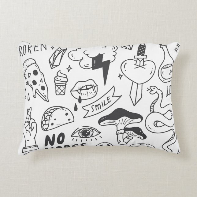 Cute Graffiti: Doodle Art Set. Decorative Cushion (Front)