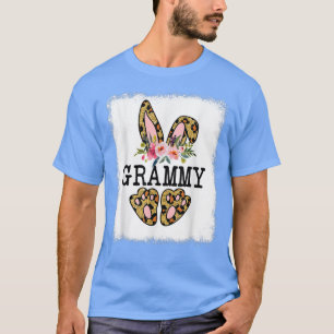 Cute Grammy Bunny Easter Day Leopard Floral  T-Shirt