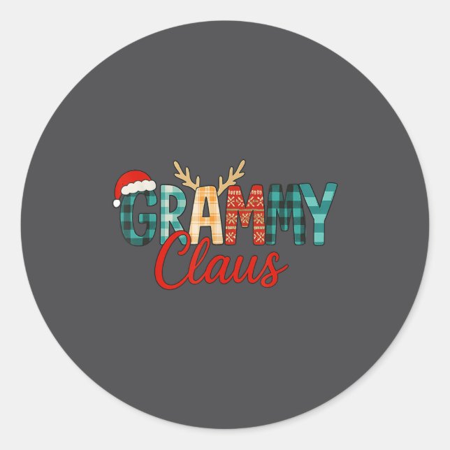 Cute Grammy Claus Christmas For Grandma Santa Hat  Classic Round Sticker (Front)