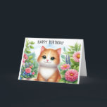 Cute Granddaughter Cat and Flowers Greeting Card<br><div class="desc">This cute cat card was created for grandparents to give to their granddaughter.  The image features a darling cat sitting in a flower garden. There is an inside greeting that you may  personalise.  (AI art created by Susang6)</div>