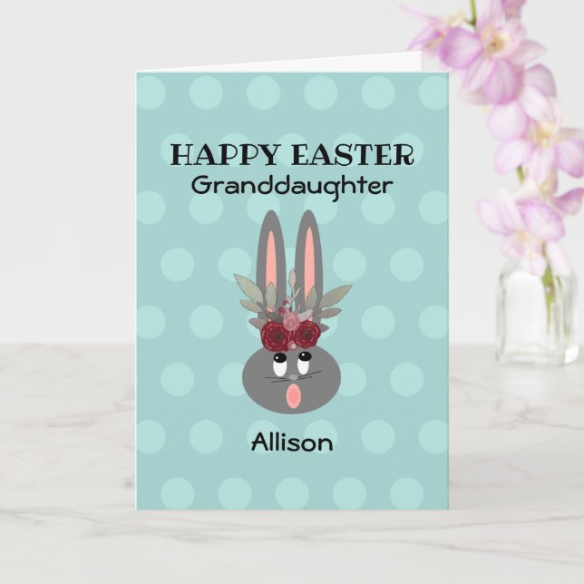 Cute Granddaughter Easter Bunny Rabbit Name Card (Orchid)