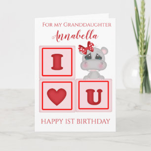 Cute Granddaughter First Birthday Photo Card