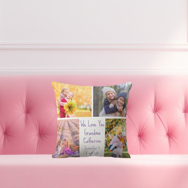 Cute Granddaughters Photos Custom Grandma Gift Cushion (Creator Uploaded)