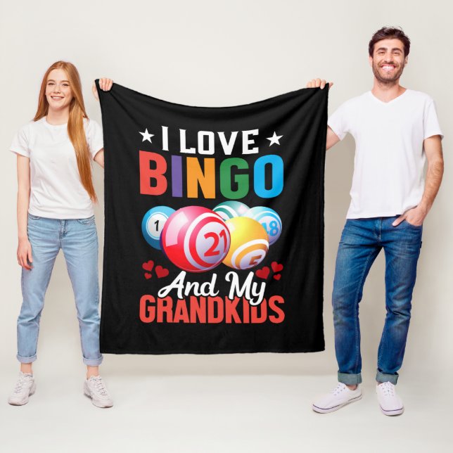 cute Grandkids Bingo lovers word art gambling Fleece Blanket (In Situ)