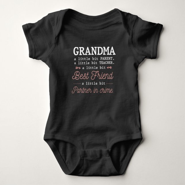 Cute Grandma Best Grandmother Partner In Crime Baby Bodysuit (Front)