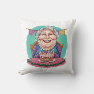 Cute Grandma Birthday Cake Present Cushion