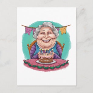 Cute Grandma Birthday Cake Present Invitation Postcard