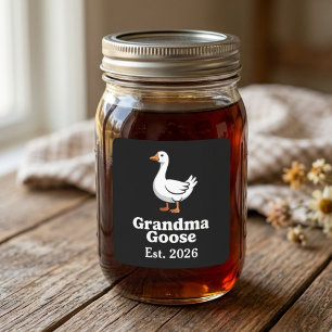 Cute Grandma Goose Est Year Funny Goose Cartoon Square Sticker