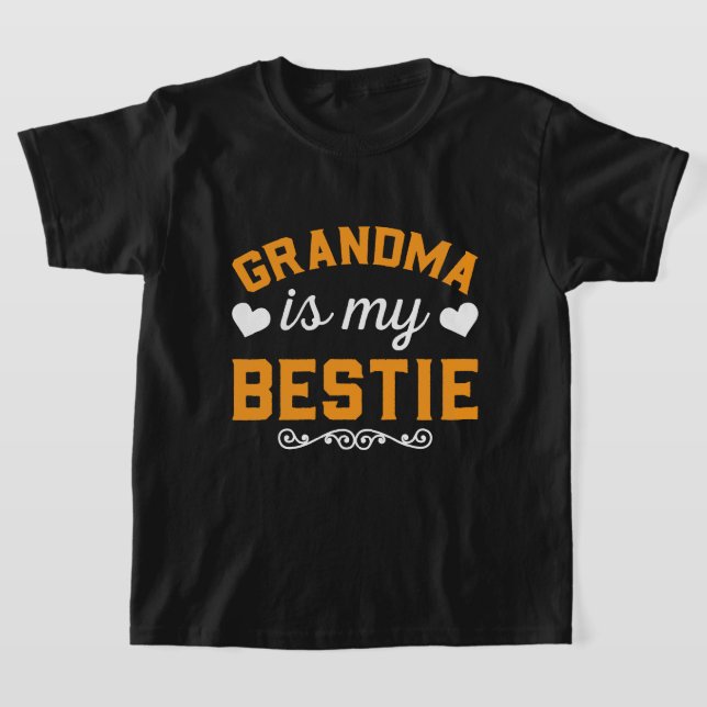 Cute Grandma Granddaughter word art bestie T-Shirt (Laydown)
