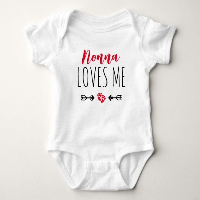 Cute Grandma Nonna Loves Me Customise Baby Bodysuit (Front)