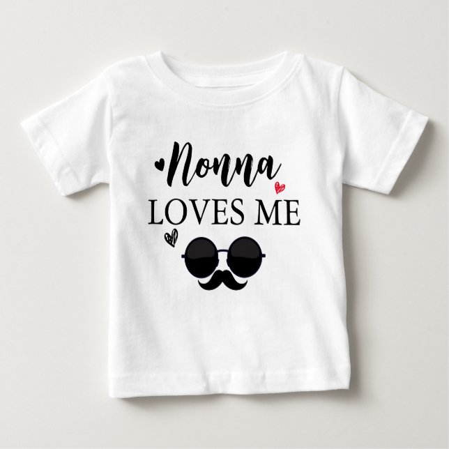 Cute Grandma Nonna Loves Me Customise Baby T-Shirt (Front)