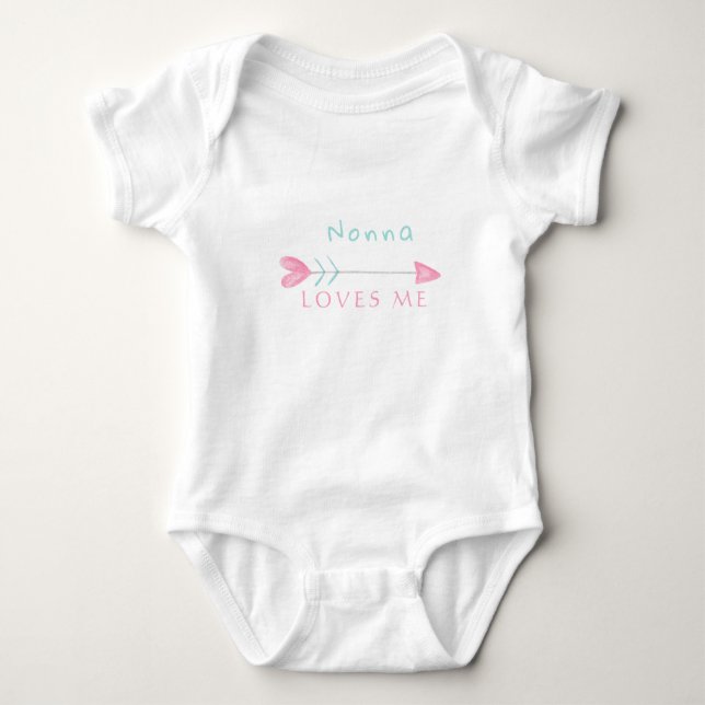cute Grandma nonna loves me customised Baby Bodysuit (Front)