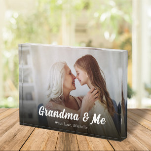 Cute Grandma Script Personalised Photo Block