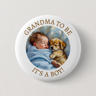 Cute Grandma to Be | Boy's Baby Shower 6 Cm Round Badge