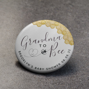 Cute Grandma to Bee Baby Shower 6 Cm Round Badge