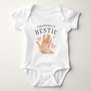 Cute Grandma's Bestie Red Heart Baby Bodysuit