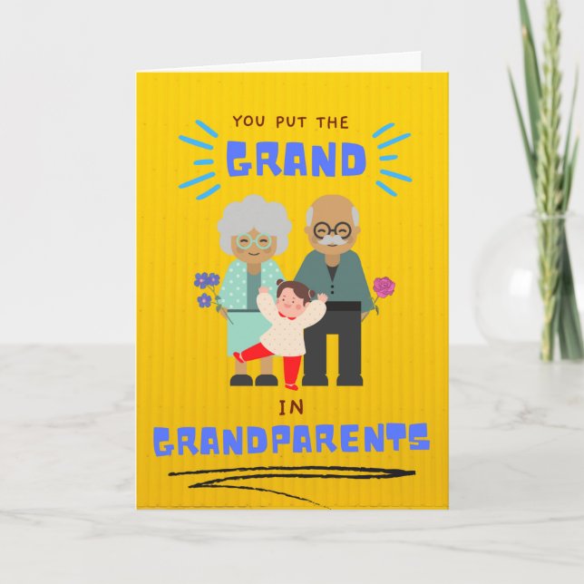 Cute Grandparents Day Dance Grandchild Gave Flower Card (Front)