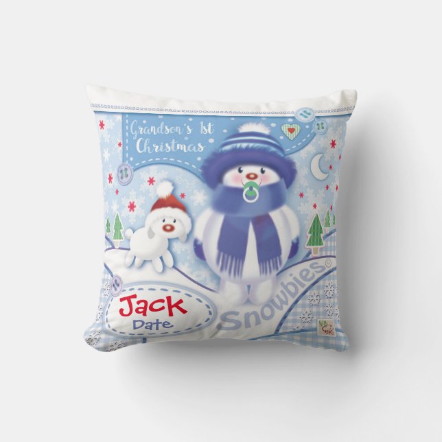 Cute Grandson's First Christmas Pillow (Front)