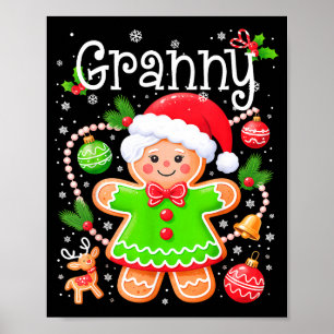 Cute Granny Gingerbread Family Matching Christmas  Poster