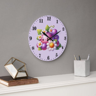 Cute grape lovers kitchen  large clock
