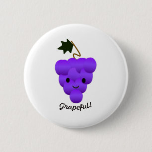 Cute Grapeful Grapes 6 Cm Round Badge