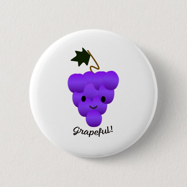 Cute Grapeful Grapes 6 Cm Round Badge (Front)