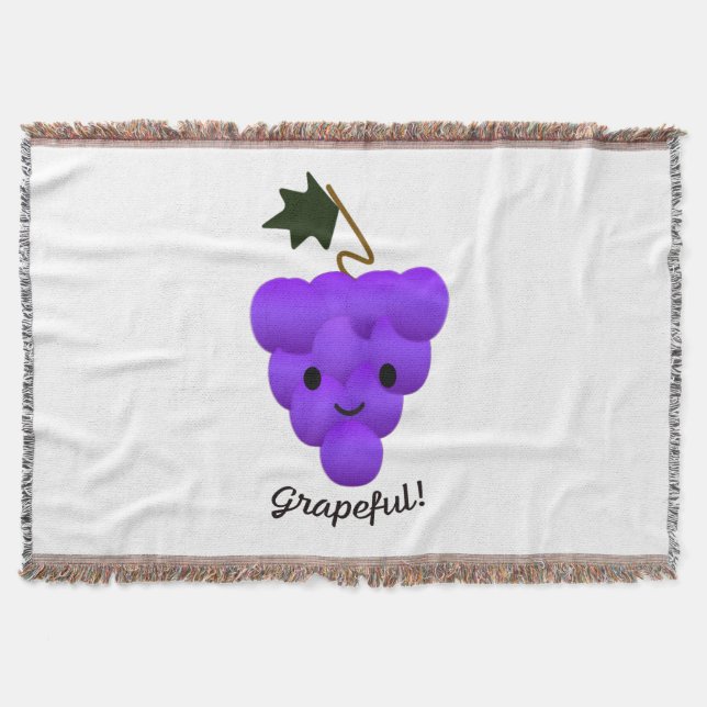 Cute Grapeful Grapes Throw Blanket (Front)