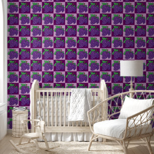 Cute Grapes Fruit Pattern Wallpaper