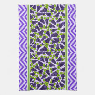 Cute Grapes Polka Dot & Chevron Purple Tea Towel