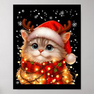Cute Graphic Cat Pajamas Pjs Christmas Xmas Women Poster