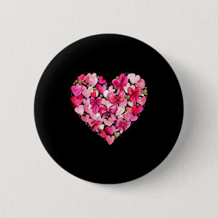 Cute Graphic Flower Heart Valentine Women Girl Kid 6 Cm Round Badge
