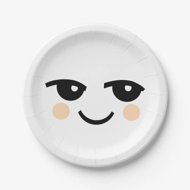 CUTE GRAPHIC KAWAII FACE PAPER PLATE (Front)