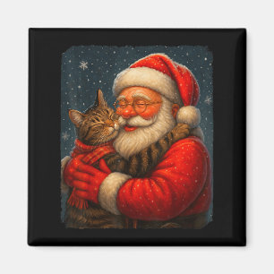 Cute Graphic Santa Hug Cat Christmas Xmas Women Me Magnet