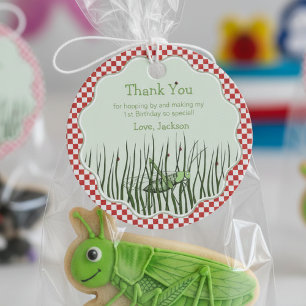 Cute Grasshoppers Birthday Party Circle Thank You Favour Tags