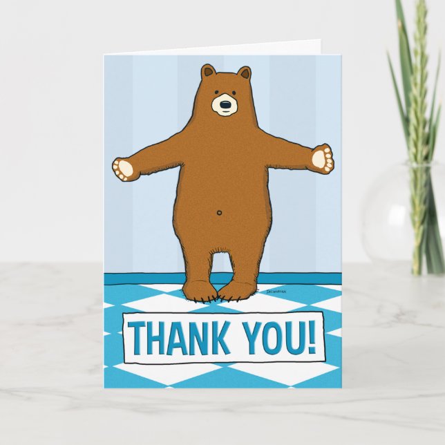 Cute Grateful Bear Hug Thank You Card (Front)