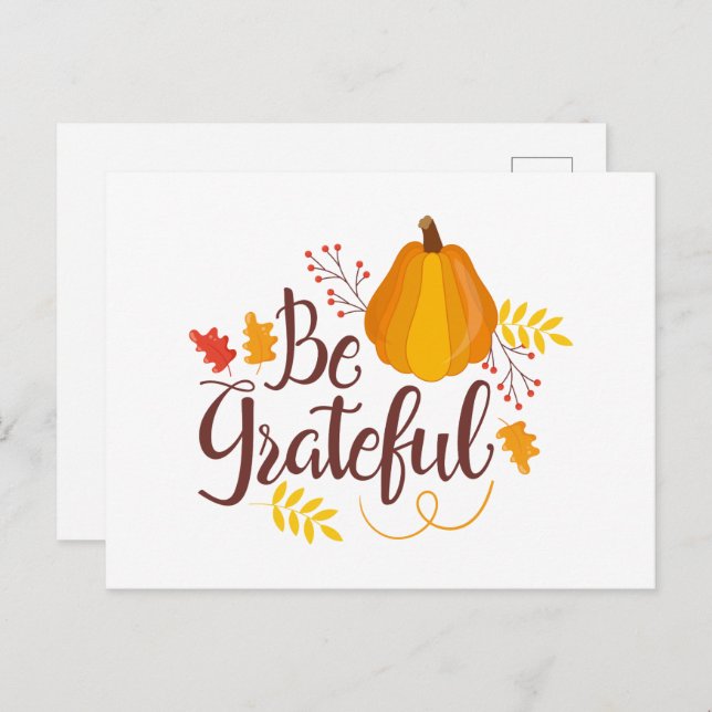 cute grateful Thanksgiving word art  Postcard (Front/Back)