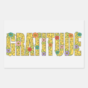 Cute Gratitude Affirmation Colourful Floral Text Rectangular Sticker