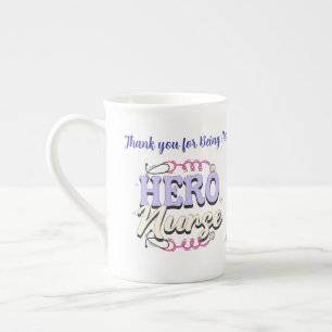 Cute Gratitude Nurse Blues Typography PERSONALIZE Bone China Mug