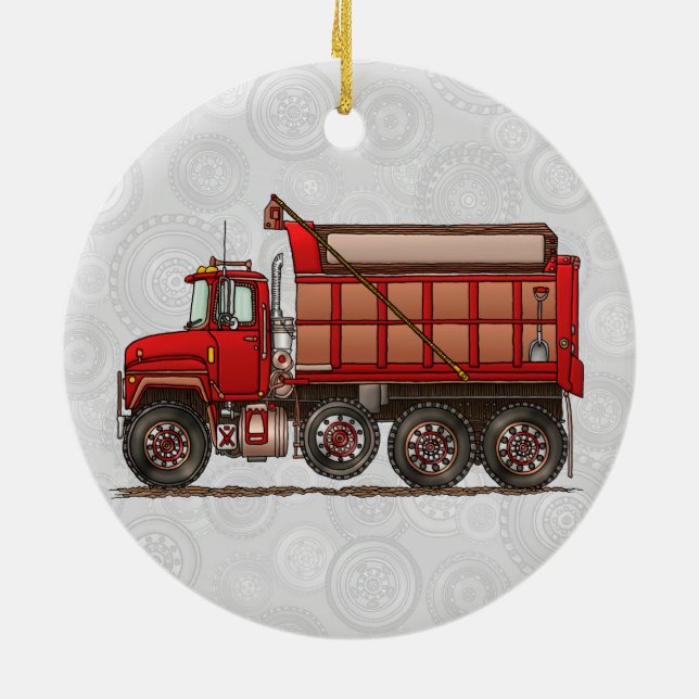 Cute Gravel Dump Truck Ceramic Tree Decoration (Back)