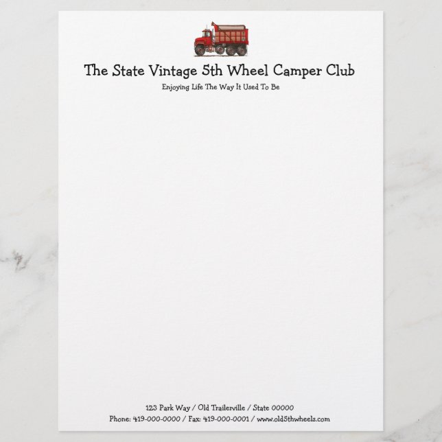Cute Gravel Dump Truck Customised Letterhead (Front)