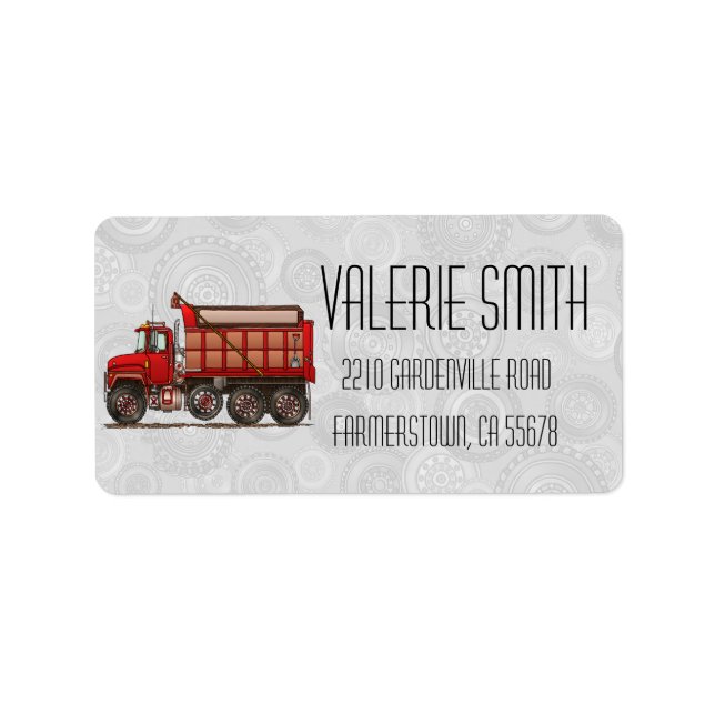 Cute Gravel Dump Truck Label (Front)