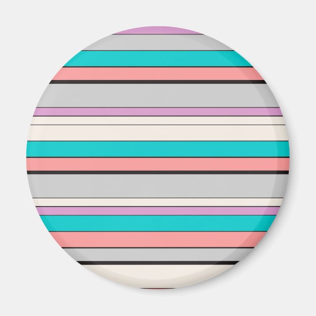 Cute gray aqua stripes magnet (Front)