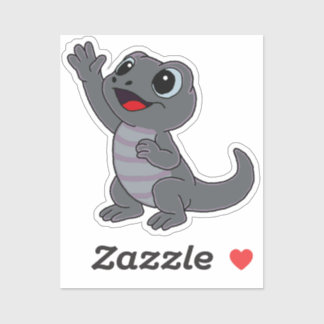 Cute Gray Cartoon Lizard for Water Bottle