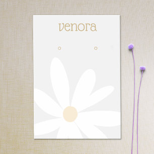 Cute Gray Daisy Floral Earring Display Card