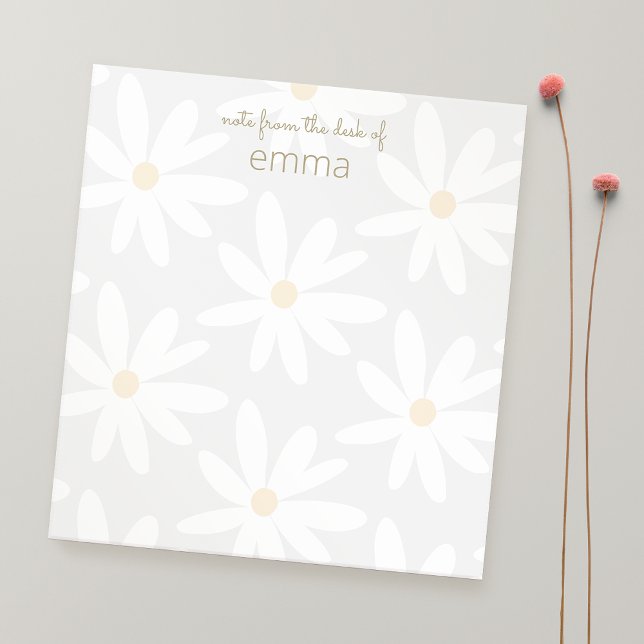 Cute Gray Daisy Floral  Notepad (Creator Uploaded)