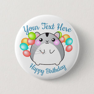 Cute Gray Kawaii Hamster 6 Cm Round Badge