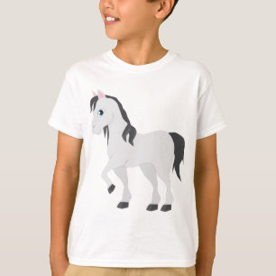 Cute Gray Pony Cartoon Whimsical Horse T-Shirt