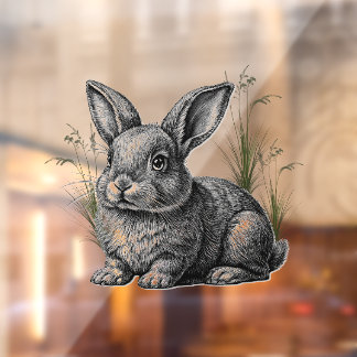 Cute Gray Rabbit Among the Grass