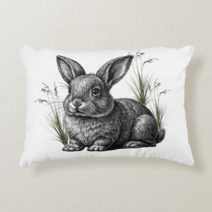 Cute Gray Rabbit Among the Grass Decorative Cushion