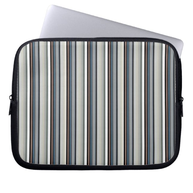 Cute gray white stripes laptop sleeve (Front)
